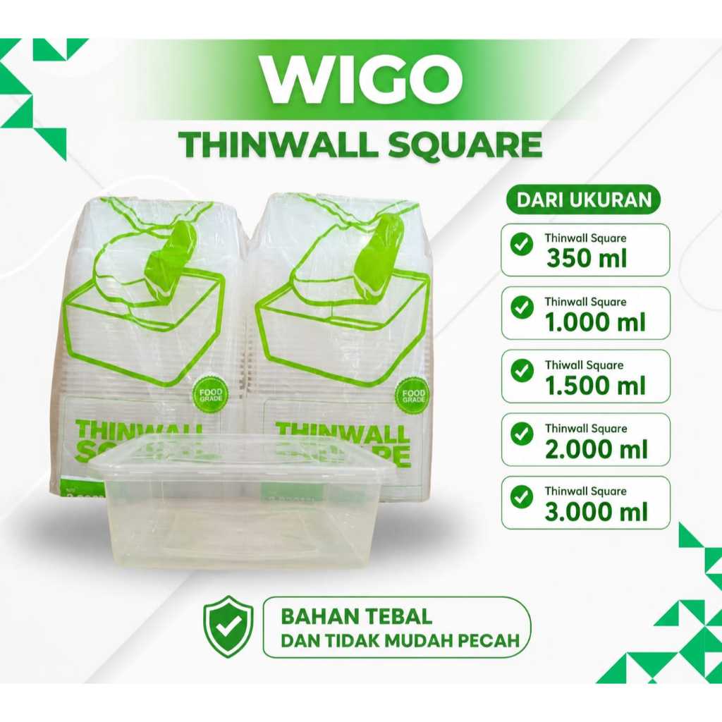 Kotak Makan Thinwall Wigo Square Tutup Isi 25 pcs