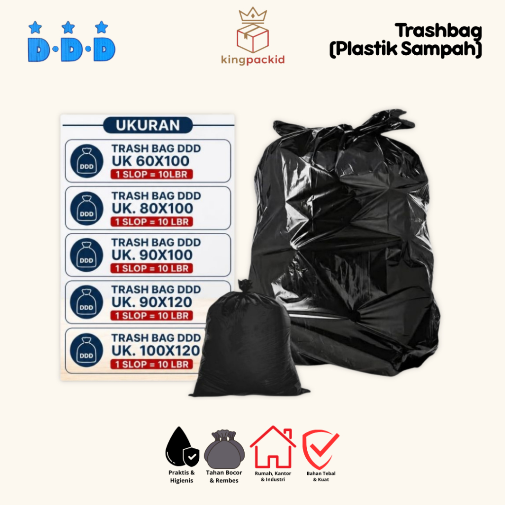 Kantong Sampah Plastik DDD Hitam Tebal Isi 10 Lembar