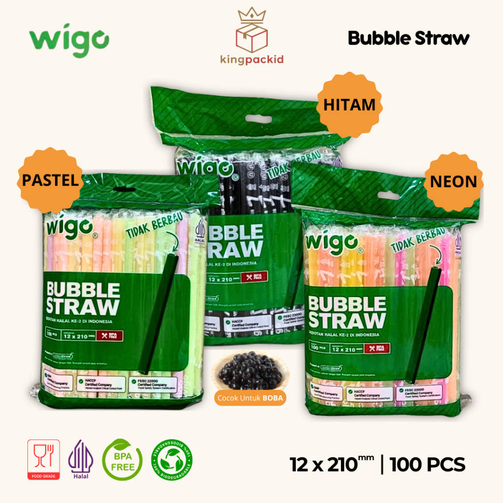 Sedotan Runcing Wigo 12mm x 21cm Isi 100 pcs