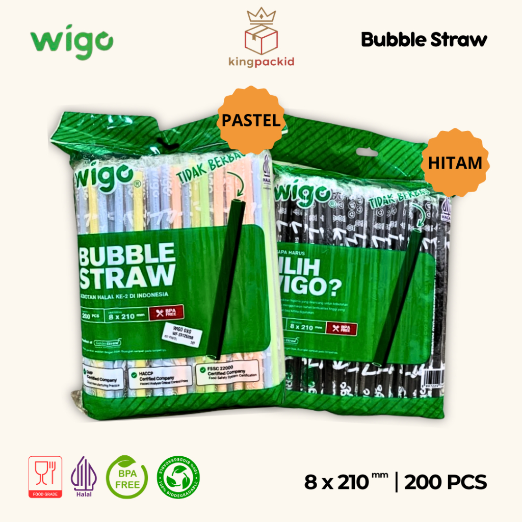 Sedotan Runcing Wigo 8mm x 21cm Isi 200 pcs