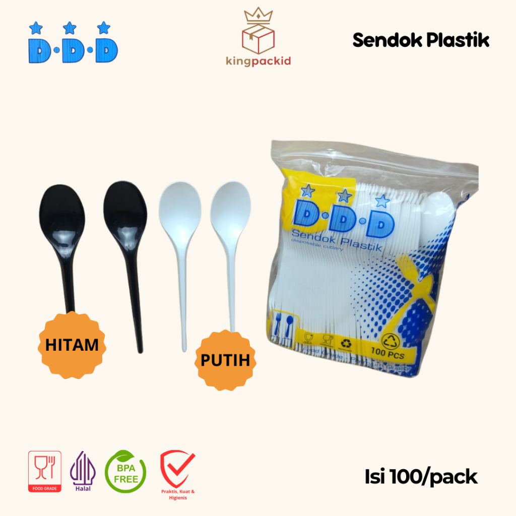 Sendok Makan Plastik DDD Tebal Isi 100 pcs