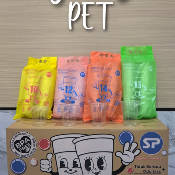 GELAS Plastik PET SP 10 12 14 16 BPA Free Tidak Berbau Odorless