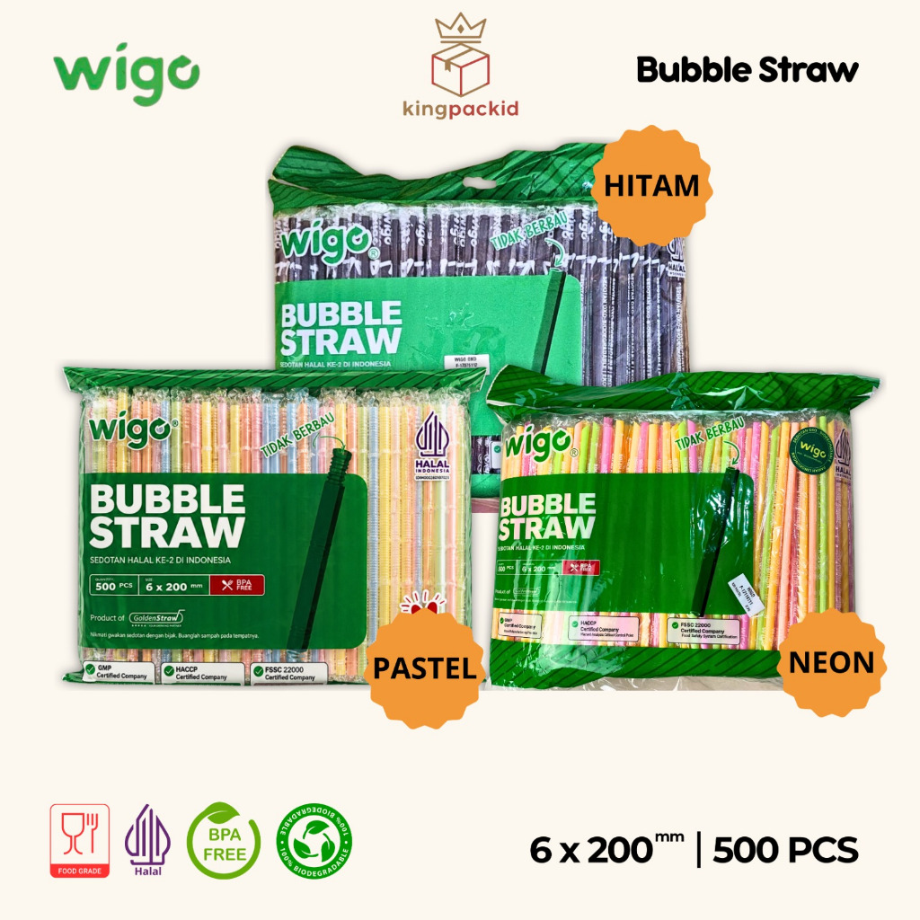 Sedotan Runcing Wigo 6mm x 20cm Isi 500 pcs