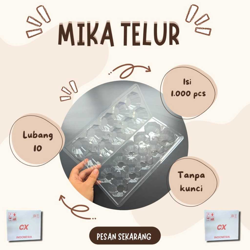 Tray Telur Plastik Mika Bening Isi 10 Butir - Pengamanan Extra untuk Bisnis Telur